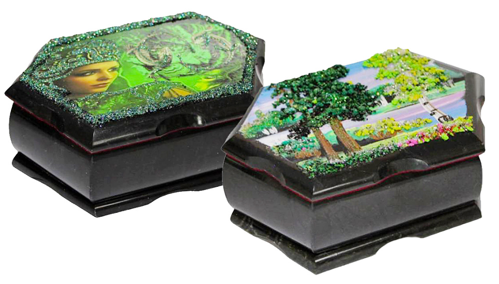 Шкатулка насыпушка змеевик 170х100х70 7.10.678