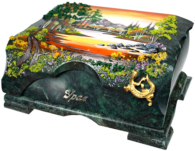 Шкатулка насыпушка змеевик 200х100х80 7.10.679