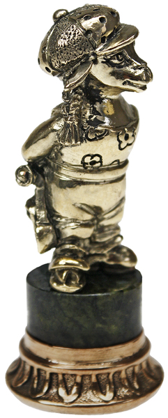 Статуэтка Коза-хулиганка (с рогаткой) на камне с ободком 7.1.213